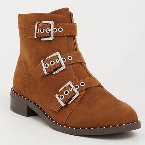 Torrid 11 W Bootie Brown Buckles Studs Ankle Boots